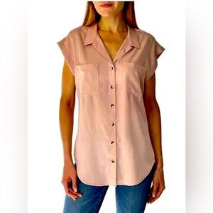 JACHS GIRLFRIEND rose pink soft rayon button down blouse. Size large.